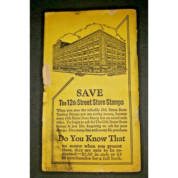 Vintage Chicago 12th Street Store Stamp Book Unused New Old Stock PB8 - Picture 2 of 2